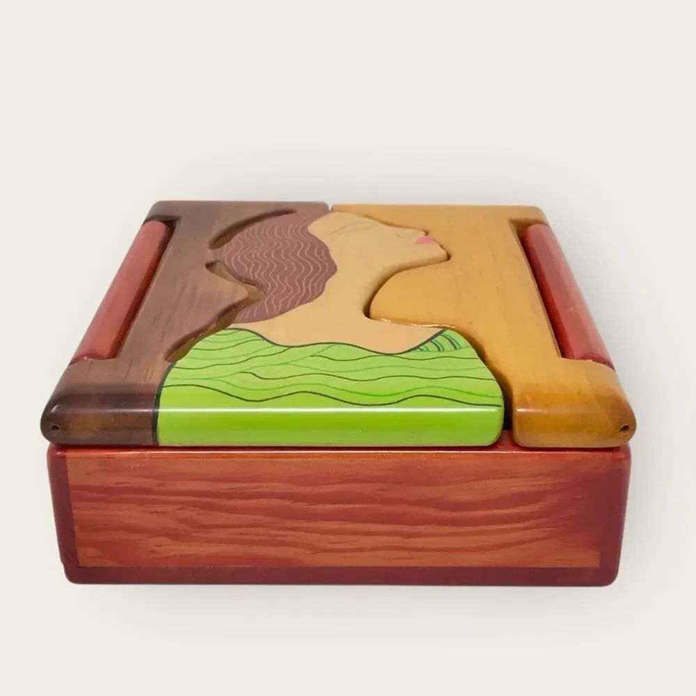 Hand Crafted Wooden Organica Funcionarte Jewelry Box Stash Trinket Box